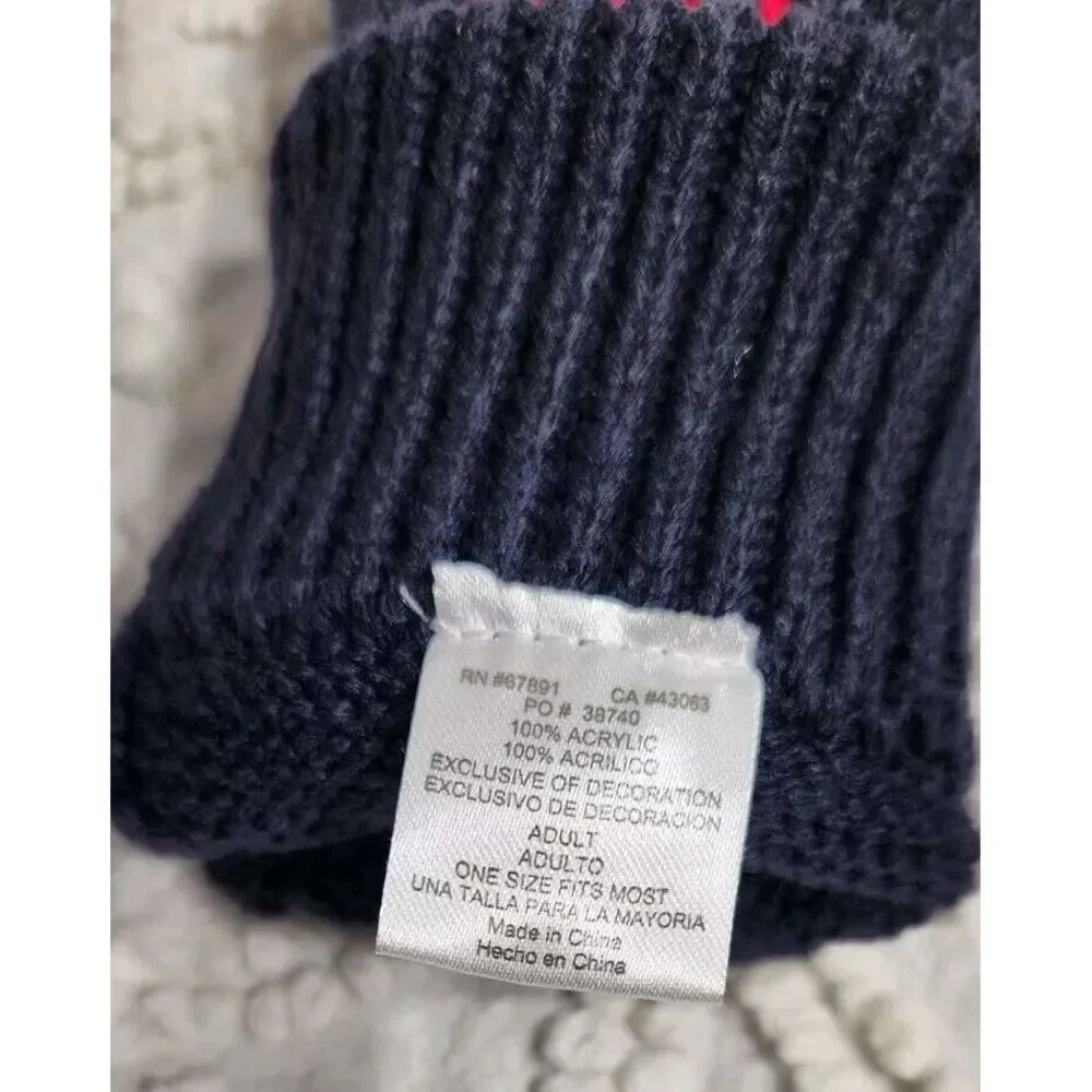 Team USA Mittens Adult One Size Olympics Navy Blue Cable Knit Soft Winter Gloves
